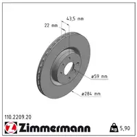 ZIMMERMANN Brake Discs for ALFA ROMEO FIAT Bravo 1, 2, Croma, Doblo, Stilo, Marea, Idea (Front)