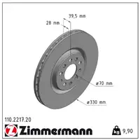 ZIMMERMANN Brake Discs + Brake Pads for JEEP Cherokee KL BRG BR6 (Front)