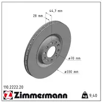 ZIMMERMANN Brake Disc Set for ALFA ROMEO Giulia 952_ and Q4 Stelvio 949_ (front)