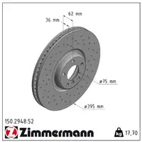 Zimmermann SPORT Brake Disc Set for BMW X5 F15, F85, X6 F16, F86 (Front)