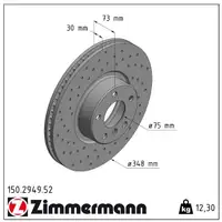 Zimmermann SPORT Brake Disc Set for BMW X4 F26 M40i 360 hp (Front)