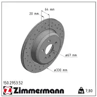 Zimmermann SPORT Bremsscheiben Satz f&uuml;r BMW 5er G30 520i 530i 520d 7er G11 G12 725d hinten