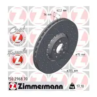 Zimmermann FORMULA Z Bremsscheiben + Bremsbel&auml;ge + Sensor f&uuml;r BMW X5M F85 X6M F86 vorne