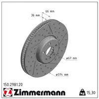 ZIMMERMANN Brake Disc Set for BMW 3 Series G20 G21 318&ndash;M340i, 318&ndash;330d, 330e (18-inch front)