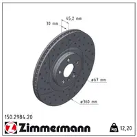 ZIMMERMANN Bremsscheiben Satz f&uuml;r BMW 1er F40 2er F44 mit M-Performance vorne 34106895071