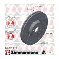 Zimmermann FORMULA Z Bremsscheiben + Bremsbel&auml;ge + Sensor f&uuml;r BMW X3M F97 X4M F98 vorne