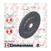 Zimmermann FORMULA Z Bremsscheiben + Bremsbel&auml;ge + Sensor f&uuml;r BMW M3 G80 M4 G82 G83 hinten