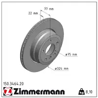 ZIMMERMANN Bremsscheiben f&uuml;r BMW 1er E88 E82 135i 306/326 PS ab 10.2007 hinten