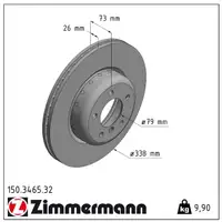 Zimmermann FORMULA F brake discs + Pads + Sensor for BMW 1 Series 135i (non-M) (front)