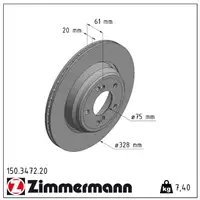 ZIMMERMANN Brake Disc Set for BMW 3 Series E46 M3/CSL and 5 Series E39 M5 (U.S. Specification) &ndash; Rear