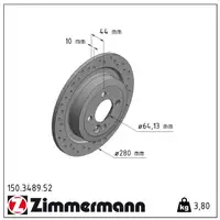 Zimmermann SPORT brake discs for MINI R56, R55, R58, R59, ONE, and COOPER WORKS (Rear)