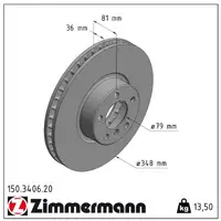 ZIMMERMANN Brake Disc Set for BMW 7 Series E65, E66, E67 750i 367 hp (front)