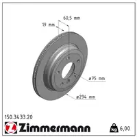 ZIMMERMANN Brake Discs for BMW 3 Series E46 325xi 192 hp 09/2000&ndash;02/2005 (Rear)