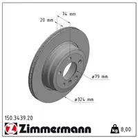 ZIMMERMANN Bremsscheiben Satz f&uuml;r BMW 7er E65 E66 E67 730i 730Li 258 PS hinten