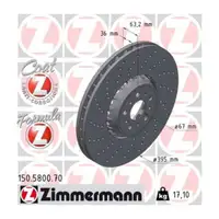 Zimmermann FORMULA Z Brake Disc Set for BMW 5 Series M5 (F90), 8 Series M8 (F91, F92, F96) &ndash; Front