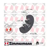 ZIMMERMANN Bremsscheiben + Radlager Satz f&uuml;r PSA C3 III 208 I OPEL Crossland X hinten