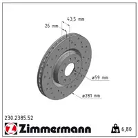 Zimmermann SPORT Brake Disc Set for FIAT TIPO (356_) (357_) 1.6 Front