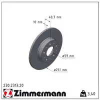 ZIMMERMANN Brake Discs + Brake Pads for FIAT Tipo Station Wagon 356_ 1.3/1.6 D (Rear)