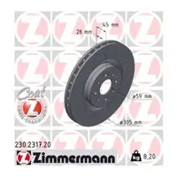 Zimmermann SPORT Brake Discs + Pads for ABARTH 500E (332_) Scorpionissima (Front)