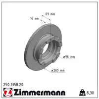 ZIMMERMANN Brake Disc Set for FORD Transit (Front-Wheel Drive) 2006&ndash;2014 (Rear)