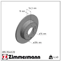 ZIMMERMANN Brake Disc Set for HYUNDAI Sonata 5 NF and KIA Optima JF (Rear)