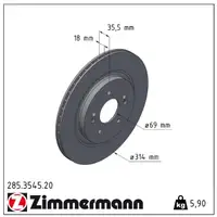ZIMMERMANN Brake Disc Set for HYUNDAI Santa Fe 4 without rear electric parking brake