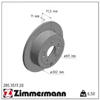 ZIMMERMANN Brake Discs + Brake Pads for HYUNDAI Santa Fe 2 CM (Rear)
