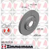 ZIMMERMANN Bremsscheiben Satz f&uuml;r Hyundai i30 15 Zoll Veloster Kia Cee'D vorne
