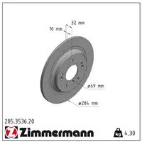 ZIMMERMANN Brake Disc Set for HYUNDAI KONA (OS) from June 2017, rear