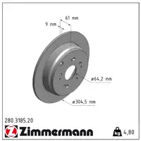 ZIMMERMANN Brake Discs for Honda CR-V II (RD) 2.0, 2.4 Vtec, 4WD, 2.2 CTDi (Rear)
