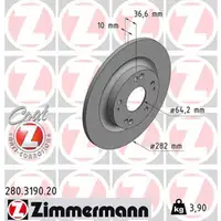 ZIMMERMANN Brake Discs + Brake Pads for HONDA Civic 10 1.0/1.5 VTEC 1.6 i-DTEC (Rear)