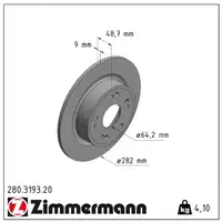 ZIMMERMANN Bremsscheiben f&uuml;r HONDA HR-V (RU) 1.5 + 1.6 i-DTEC ab 08.2015 hinten