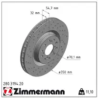 ZIMMERMANN Bremsscheiben Satz f&uuml;r HONDA Civic 9 10 2.0 Type-R 310/320 PS vorne
