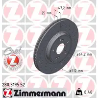 Zimmermann SPORT Brake Disc Set for HONDA CR-5 5 RW_ RT_ RS_ 1.5 AWD 193 hp (front)