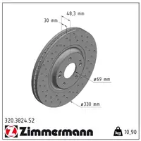 Zimmermann SPORT Brake Discs + Brake Pads for KIA Optima JF 2.0 T-GDi 245 hp (front)