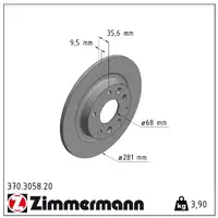 ZIMMERMANN Brake Disc Set for MAZDA CX-3 DK Skyactiv-D/-G (Rear)