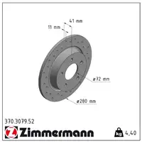 Zimmermann SPORT Brake Disc Set for MAZDA 3 BK BL 5 CR19 CW (Rear)