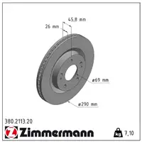 ZIMMERMANN Bremsscheiben f&uuml;r MITSUBISHI GRANDIS (NA_W) 2.4 MIVEC 2.0 DI-D vorne