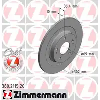 ZIMMERMANN Brake Discs for CITROEN Aircross, MITSUBISHI Outlander 3, and PEUGEOT 4008 (Rear)