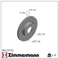 Zimmermann SPORT Bremsscheiben f&uuml;r MITSUBISHI MIRAGE SPACE STAR 1.0 1.2 vorne