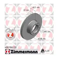 ZIMMERMANN Brake Disc Set for MERCEDES W126 SL C107 R107 (from August 1979) &ndash; Front 1264200005