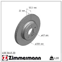 ZIMMERMANN Bremsscheiben 300mm 400.3645.20 f&uuml;r Mercedes W202 W203 C208 R170 hinten