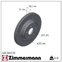 ZIMMERMANN Brake Discs for Mercedes SL R230 280 300 350 with Rear Sport Package