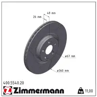 ZIMMERMANN Bremsscheiben Satz f&uuml;r MERCEDES GLC C235 X253 63AMG hinten 2534230000