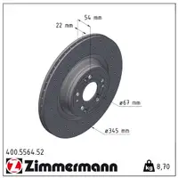Zimmermann SPORT brake discs, pads, and sensor for Mercedes GLE V167 with Sport Package (Rear)