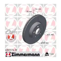 Zimmermann FORMULA S Brake Disc Set for Mercedes C-Class W206 S206 (Front) 2064210001
