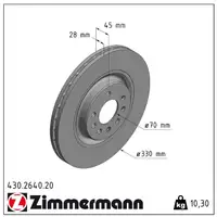 ZIMMERMANN Brake Discs for OPEL CORSA E 1.6 Turbo 207 hp OPC 17-inch front