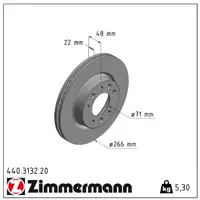 ZIMMERMANN Brake Discs + Brake Pads for PEUGEOT 308 2/SW (2 front)