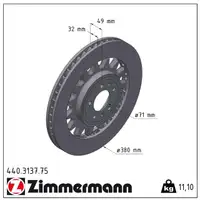 Zimmermann FORMULA Z Brake Disc Set for Peugeot 308 2 1.6 GTi 250/263/272 hp (front)