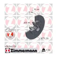 ZIMMERMANN Brake Discs + Wheel Bearing Set for RENAULT Kangoo 2 / Rapid / Be Bop (Rear)